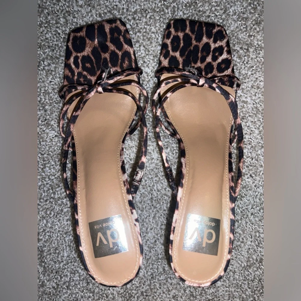 DV by Dolce Vita Women's Leopard Zini Strappy Kitten Heeled Sandal Heels Size 9 - Picture 5 of 7